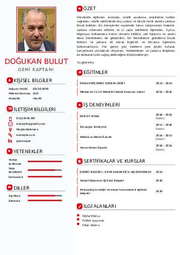 Gemi Kaptanı CV Örnekleri cv indir
